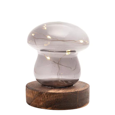 Hestia® Small Grey Glass Mushroom LED Light *NEW* - timeframedclocks