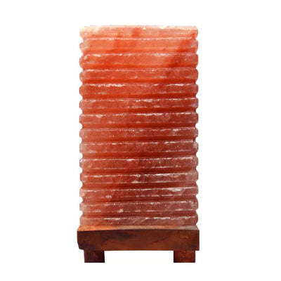 Hestia® Square Himalayan Rock Salt Lamp Wood Base *NEW* - timeframedclocks