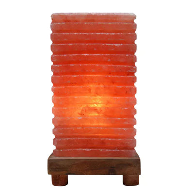 Hestia® Square Himalayan Rock Salt Lamp Wood Base *NEW* - timeframedclocks