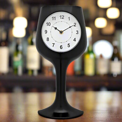 Hometime® Black Wine Glass Mantel Clock *NEW PRE-ORDER OCT* - timeframedclocks