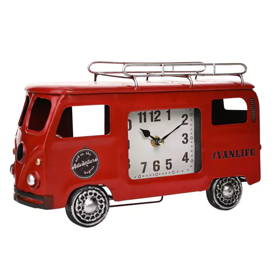 Hometime® Camper Van Mantel Clock Red *NEW* - timeframedclocks