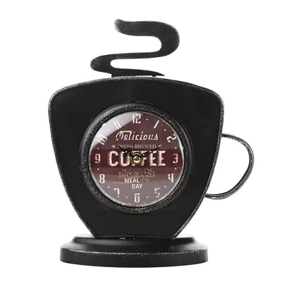 Hometime® Coffee Cup Mantel Clock Black *NEW* - timeframedclocks