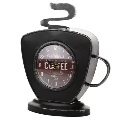 Hometime® Coffee Cup Mantel Clock Black *NEW* - timeframedclocks