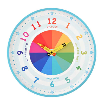 Hometime® Kid's Tell Time Wall Clock Blue *NEW* - timeframedclocks