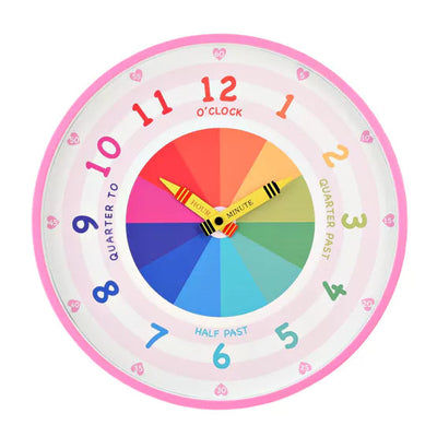 Hometime® Kid's Tell Time Wall Clock Pink *NEW* - timeframedclocks