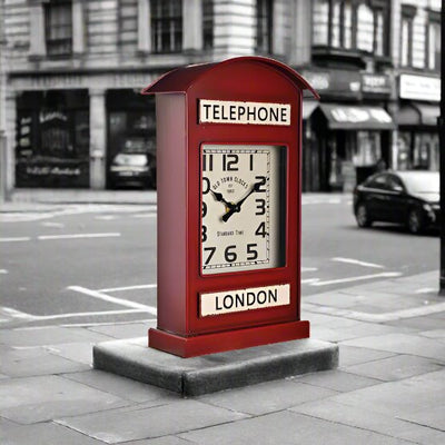 Hometime® Telephone Box Mantel Clock *NEW* - timeframedclocks