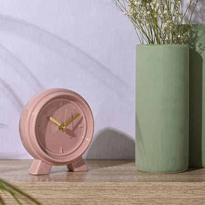 Interval® Ceramic Mantle Clock - Pink Clay *NEW* - timeframedclocks