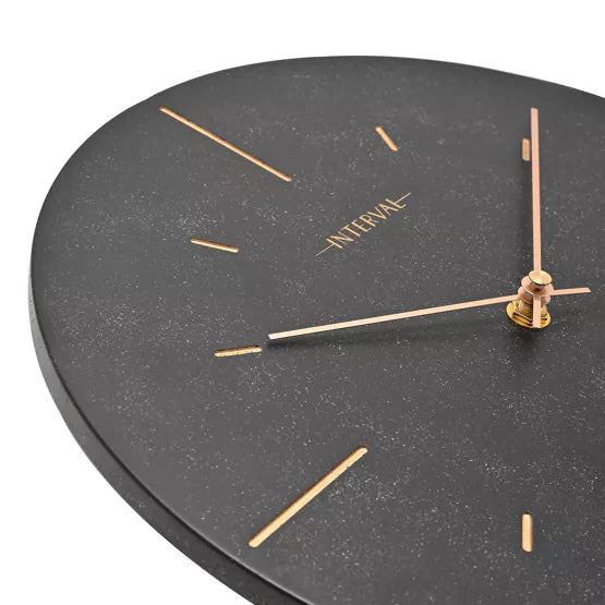 Interval® Resin Wall Clock (30cm) Black & Gold *NEW* - timeframedclocks