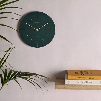 Interval® Resin Wall Clock (30cm) Emerald & Gold *NEW* - timeframedclocks