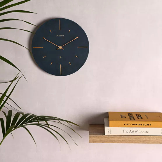 Interval® Resin Wall Clock (30cm) Navy & Gold *NEW* - timeframedclocks