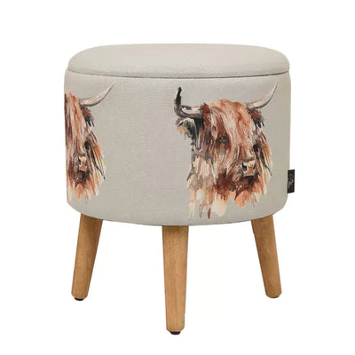 Meg Hawkins. Storage Foot Stool Highland Cow *NEW* - timeframedclocks