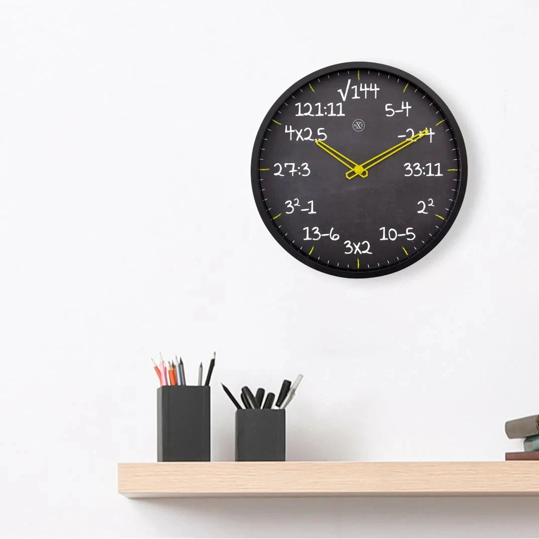 NeXtime® Maths Wall Clock Black 30cm *NEW* - timeframedclocks