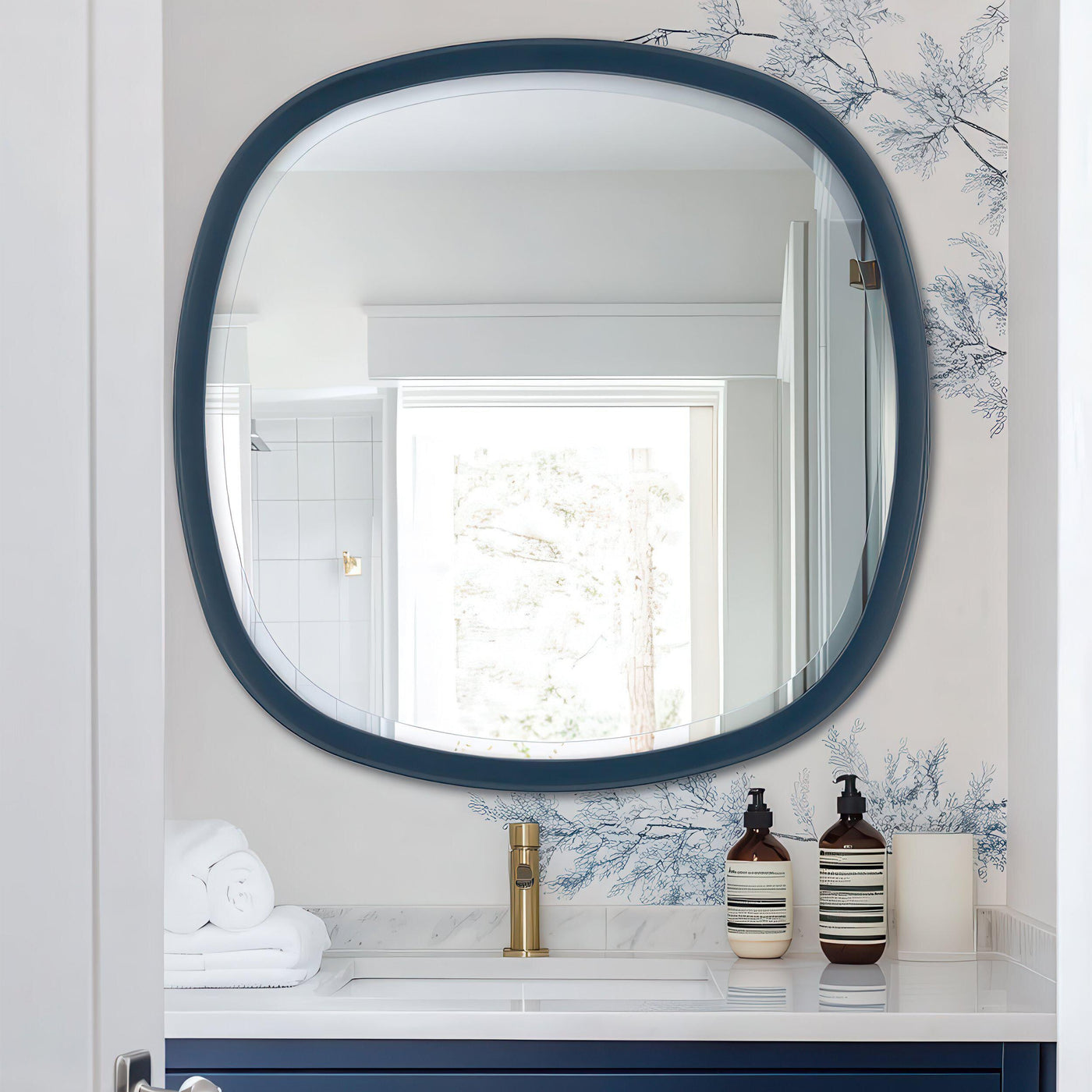 Padstow Mirror Navy *NEW* *PRE-ORDER DEL LATE FEB* - timeframedclocks