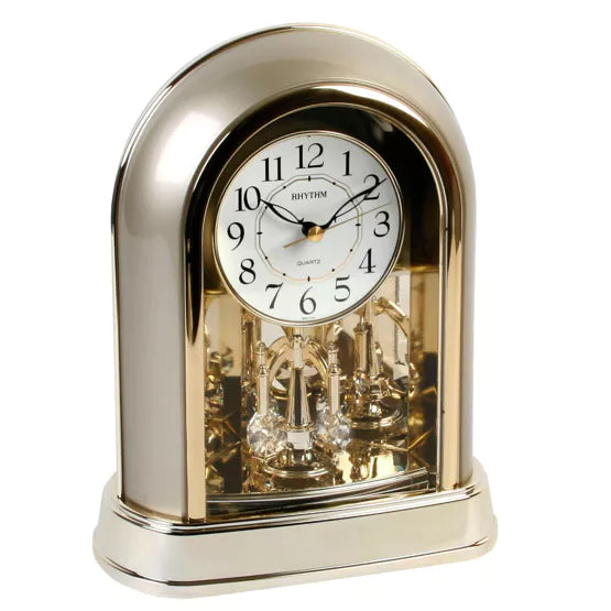 Rhythm Gold Arched Pendulum Mantel Clock *NEW* – timeframed clocks