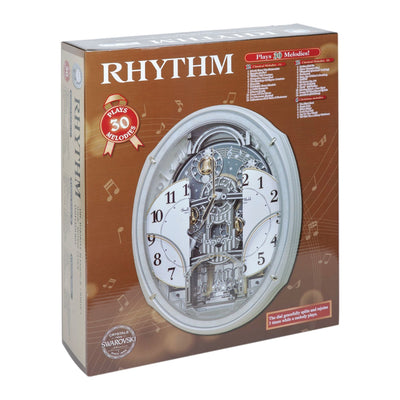 Rhythm Magic Motion Clock Crystal Silver Finish - timeframedclocks