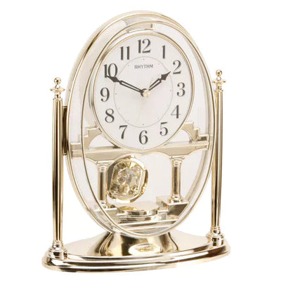 Rhythm Pendulum Mantel Clock Gold *NEW* - timeframedclocks
