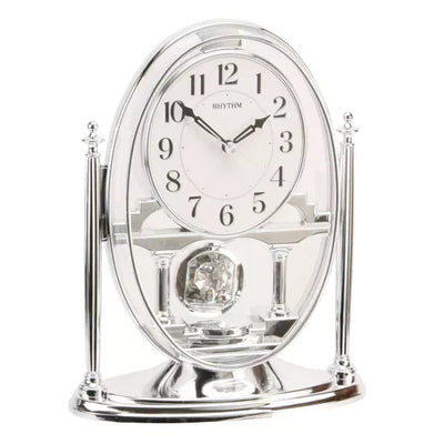 Rhythm Pendulum Mantel Clock Silver *NEW* - timeframedclocks