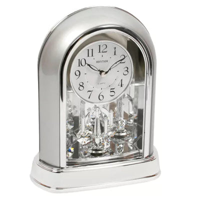 Rhythm Silver Arched Pendulum Mantel Clock *NEW AWAITING STOCK* - timeframedclocks