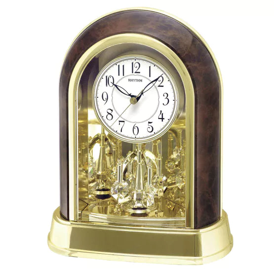 Rhythm Wood Effect Arched Pendulum Mantel Clock *NEW* - timeframedclocks