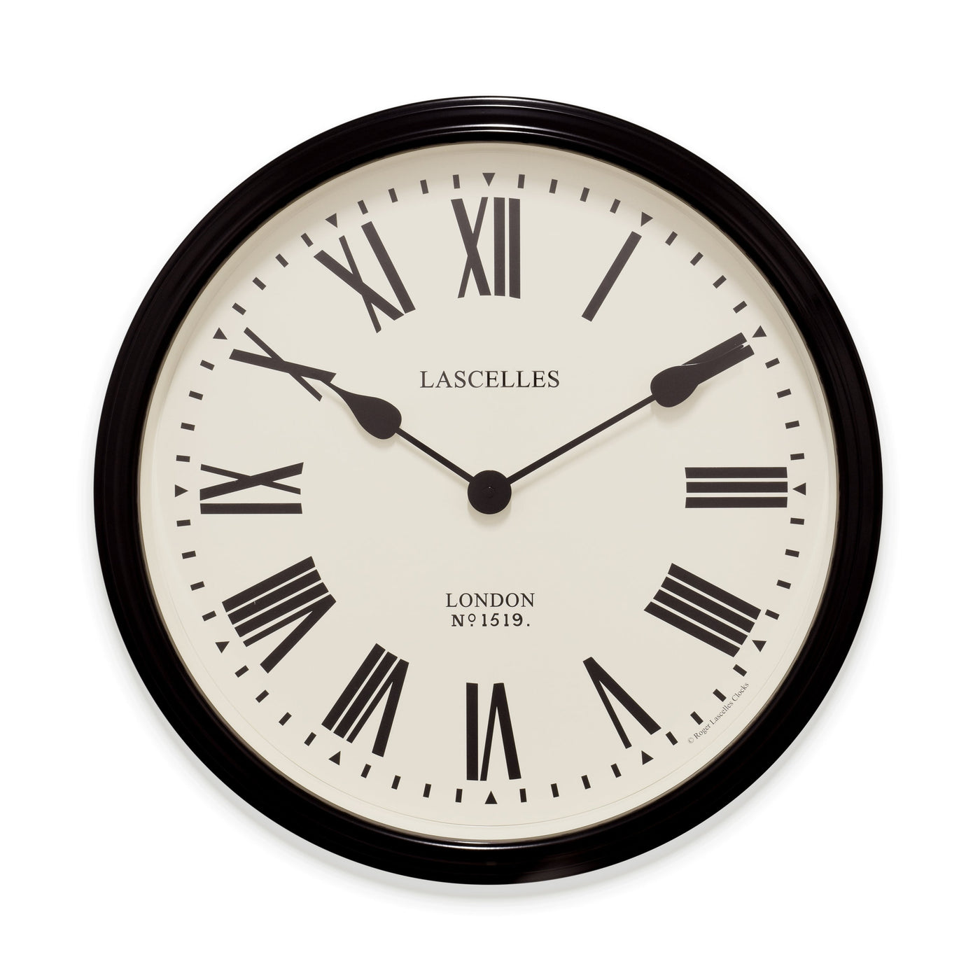 Roger Lascelles London. Classic Style Station Wall Clock Black & White - timeframedclocks