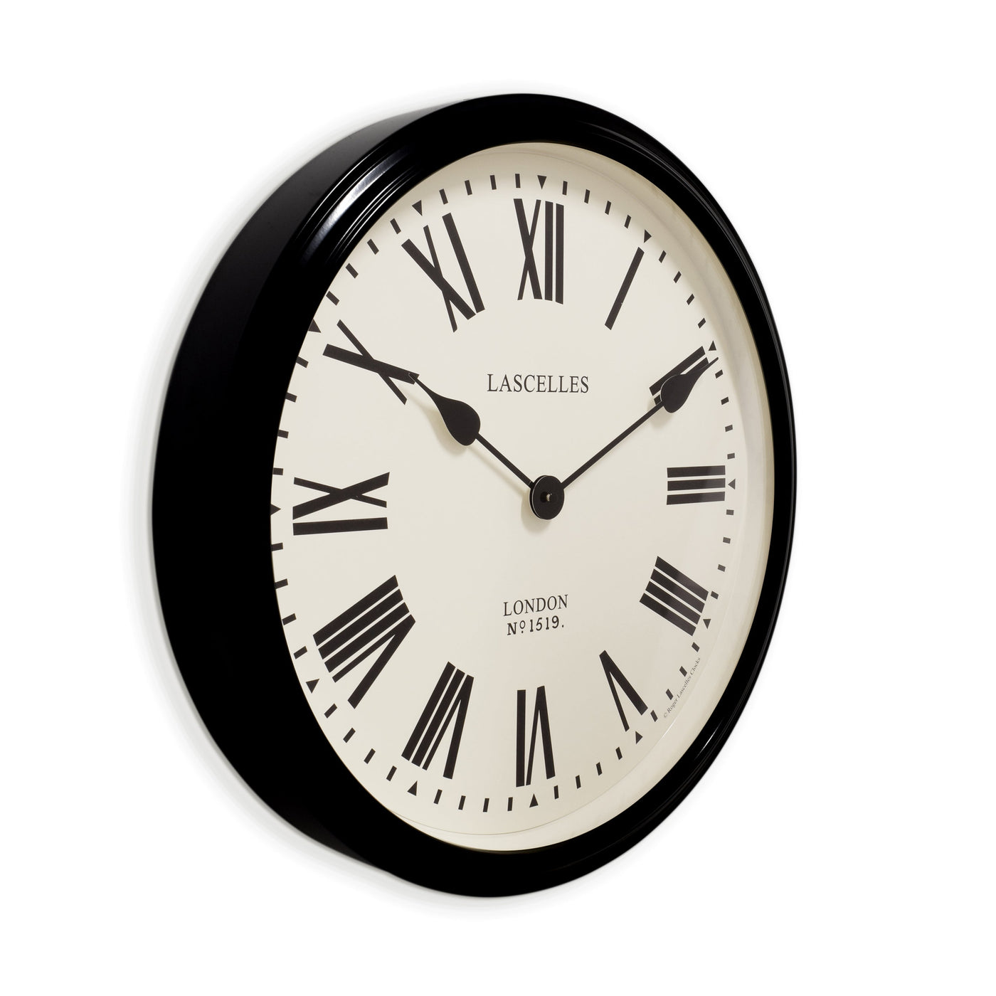 Roger Lascelles London. Classic Style Station Wall Clock Black & White - timeframedclocks