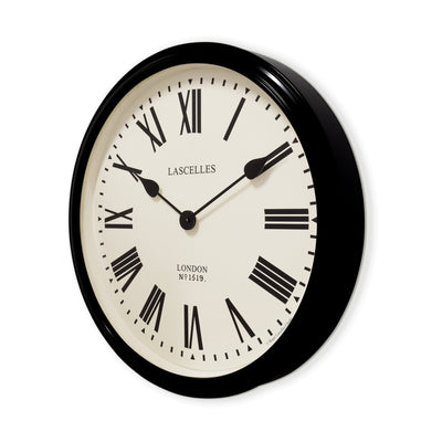 Roger Lascelles London. Classic Style Station Wall Clock Black & White - timeframedclocks