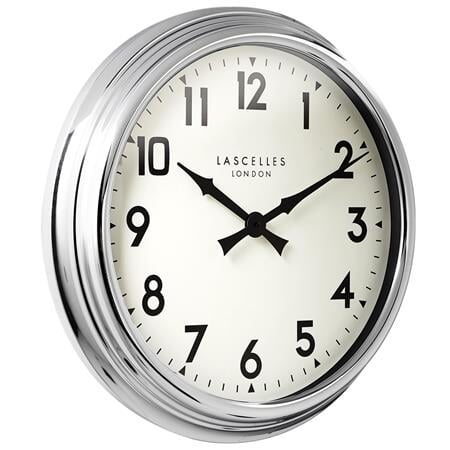 Roger Lascelles London. Large Brushed Chrome Wall Clock - timeframedclocks