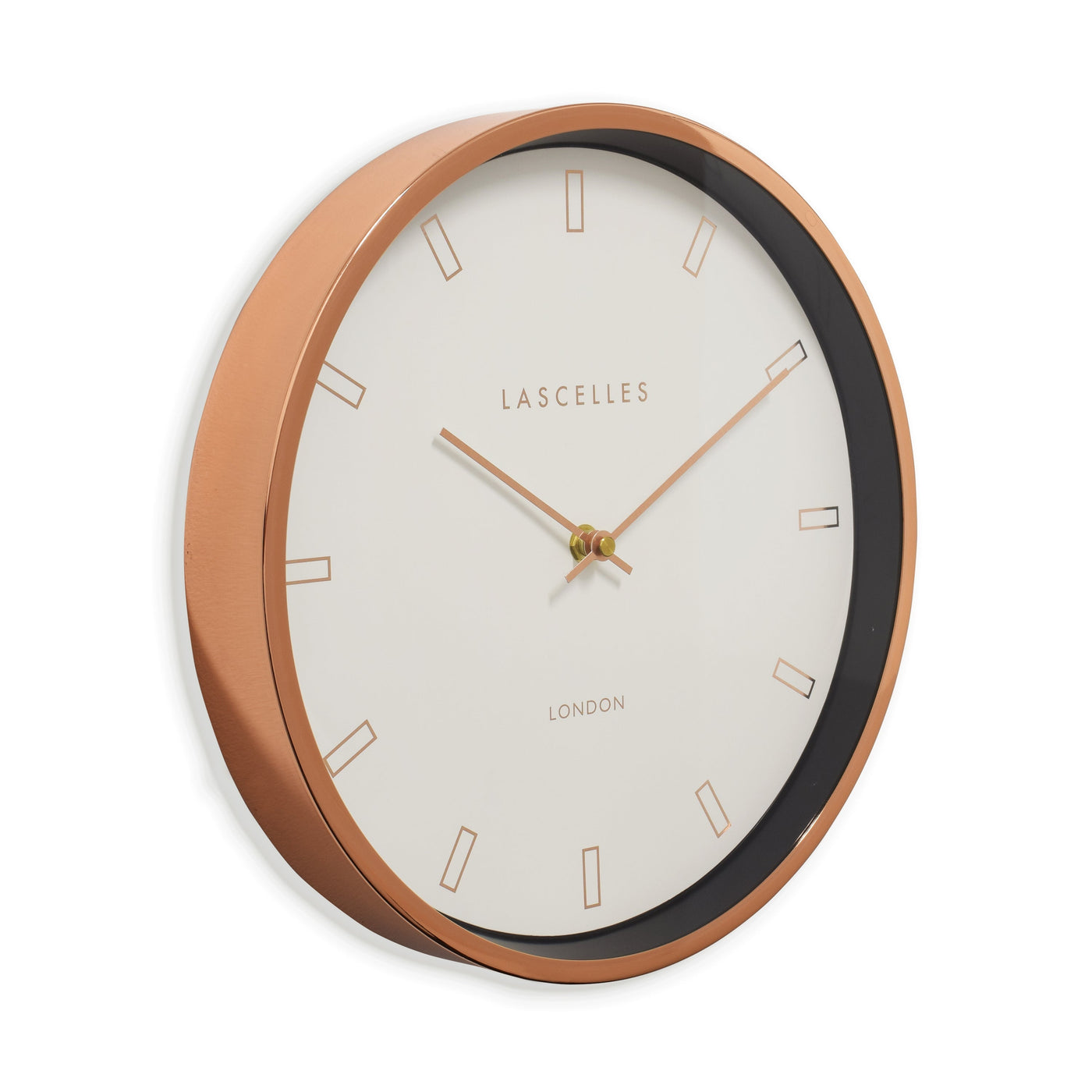 Roger Lascelles London. Modern Rose Gold Wall Clock - timeframedclocks