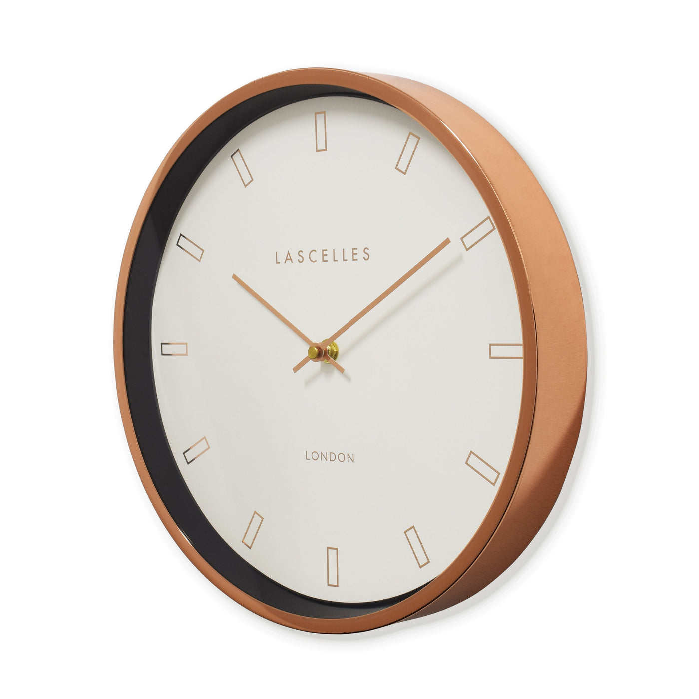 Roger Lascelles London. Modern Rose Gold Wall Clock - timeframedclocks