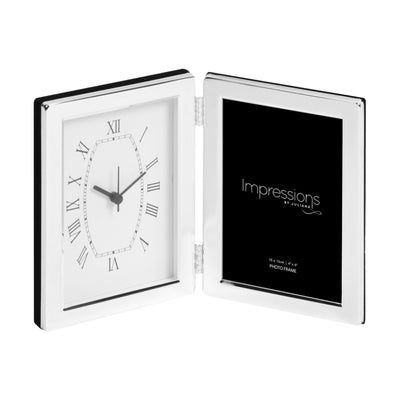Silver plated Photo Frame & Clock - timeframedclocks