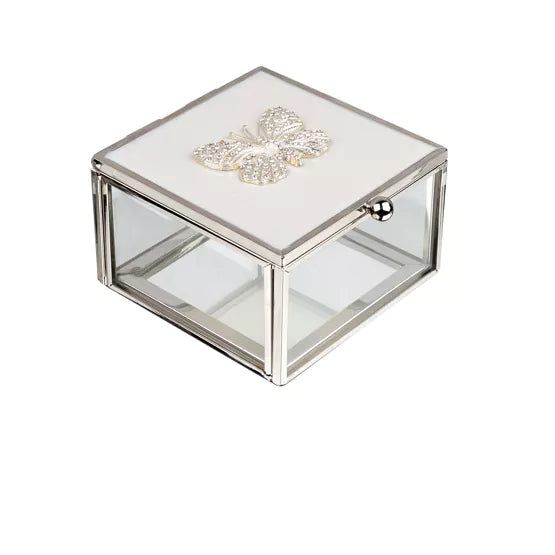 Sophia® Butterfly Trinket Box Enamel Lid & Diamantes *NEW* - timeframedclocks