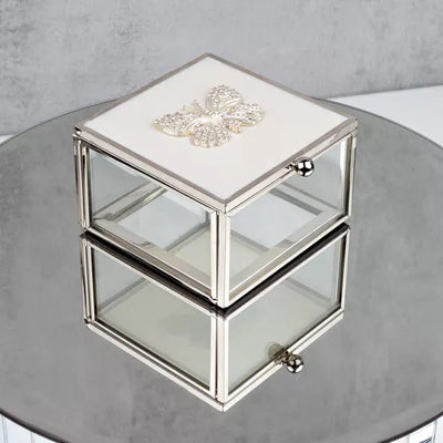 Sophia® Butterfly Trinket Box Enamel Lid & Diamantes *NEW* - timeframedclocks