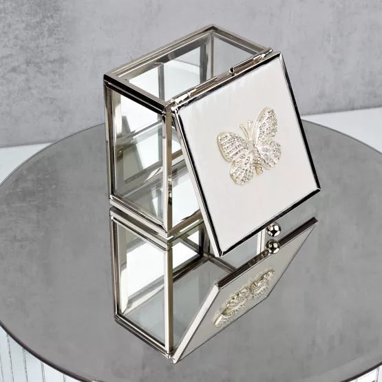 Sophia® Butterfly Trinket Box Enamel Lid & Diamantes *NEW* - timeframedclocks