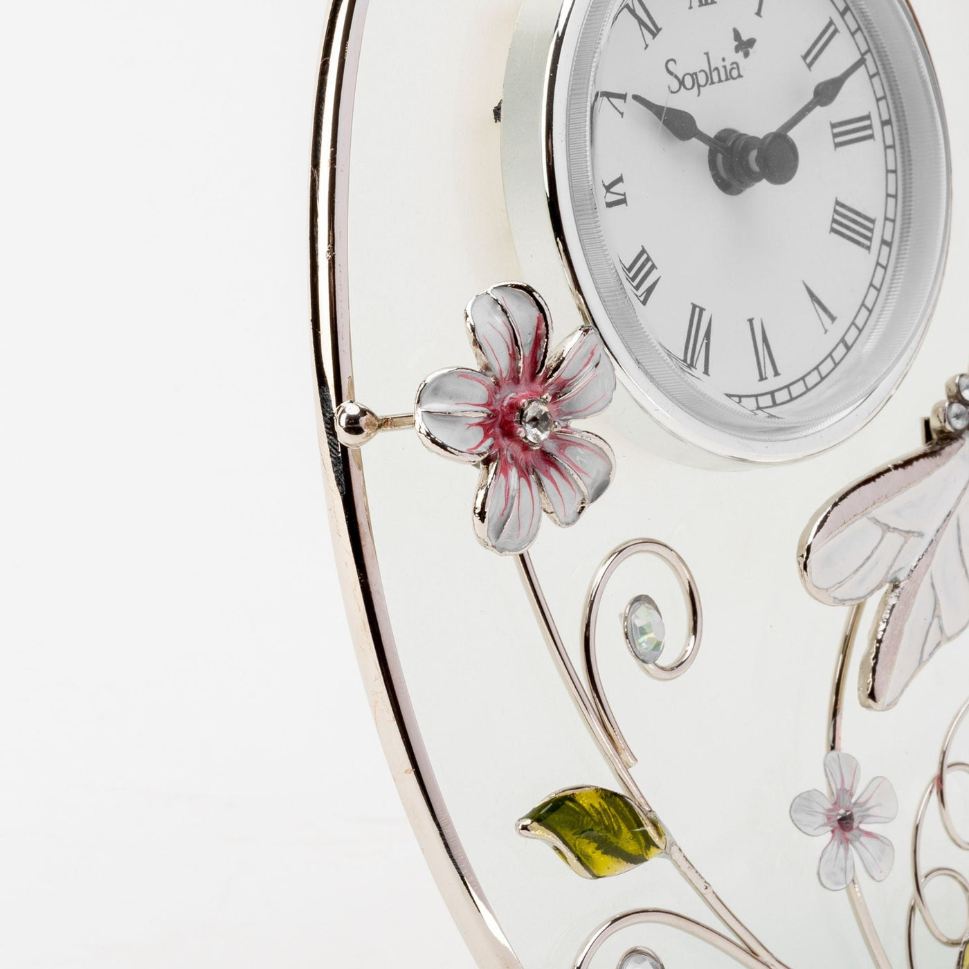 Sophia® Classic Glass & Wire Dragonfly Mantel Clock *NEW* - timeframedclocks