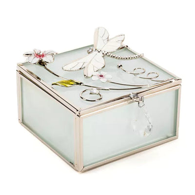 Sophia® Classic Glass & Wire Dragonfly Square Trinket Box *NEW* - timeframedclocks