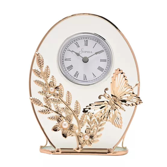 Sophia® Classic Gold Butterfly Mantel Clock *NEW* - timeframedclocks