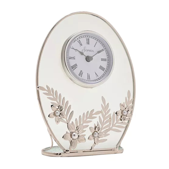 Sophia® Classic Silver Daisy Mantel Clock *NEW* - timeframedclocks