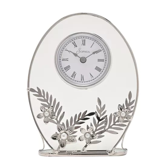 Sophia® Classic Silver Daisy Mantel Clock *NEW* - timeframedclocks