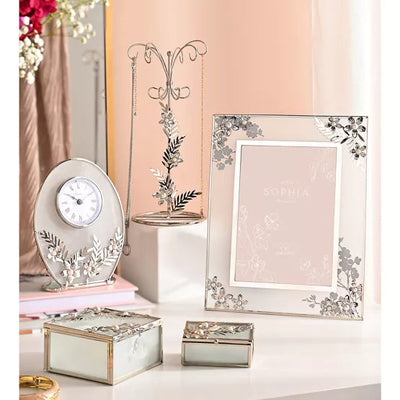 Sophia® Classic Silver Daisy Mantel Clock *NEW* - timeframedclocks