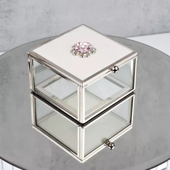 Sophia® Flower Trinket Box Enamel Lid & Diamantes *NEW* - timeframedclocks