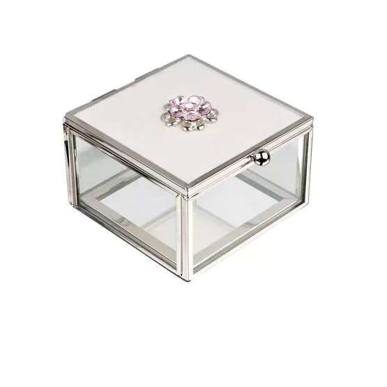 Sophia® Flower Trinket Box Enamel Lid & Diamantes *NEW* - timeframedclocks