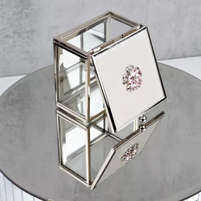 Sophia® Flower Trinket Box Enamel Lid & Diamantes *NEW* - timeframedclocks