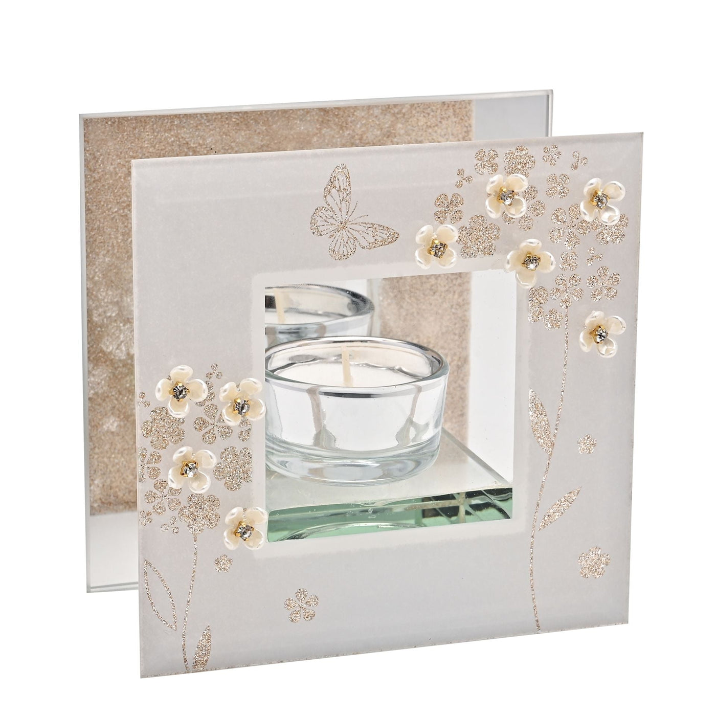 Sophia® Glitter Butterfly Tea light Holder *NEW* - timeframedclocks