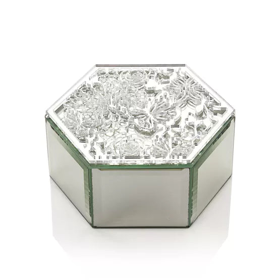 Sophia® Mirrored Floral Hexagonal Trinket Box *NEW* - timeframedclocks