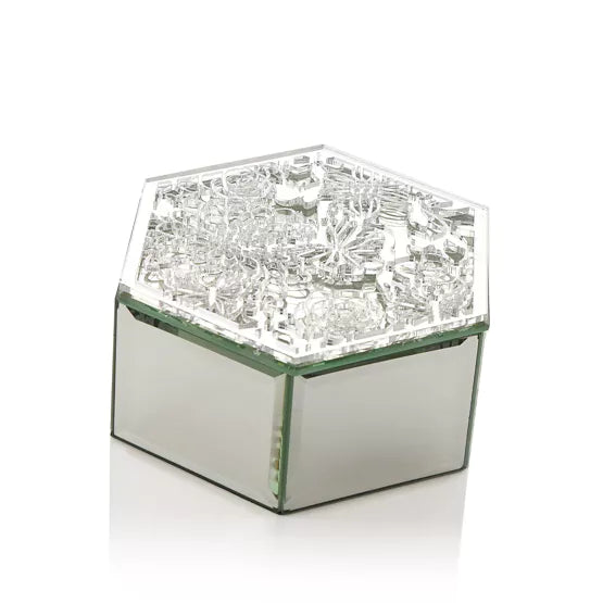 Sophia® Mirrored Floral Hexagonal Trinket Box *NEW* - timeframedclocks