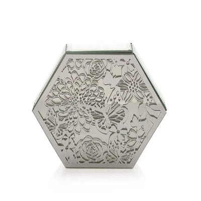 Sophia® Mirrored Floral Hexagonal Trinket Box *NEW* - timeframedclocks