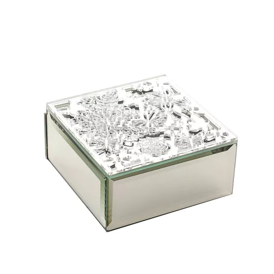 Sophia® Mirrored Floral Sqaure Trinket Box *NEW* - timeframedclocks