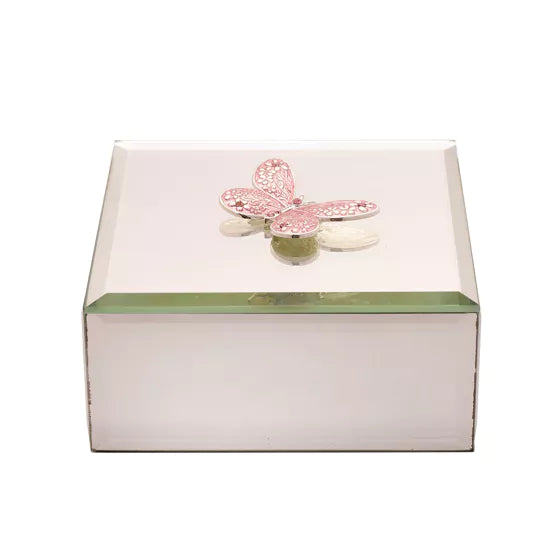 Sophia® Pink Glass Butterfly Jewellery Box *NEW* - timeframedclocks