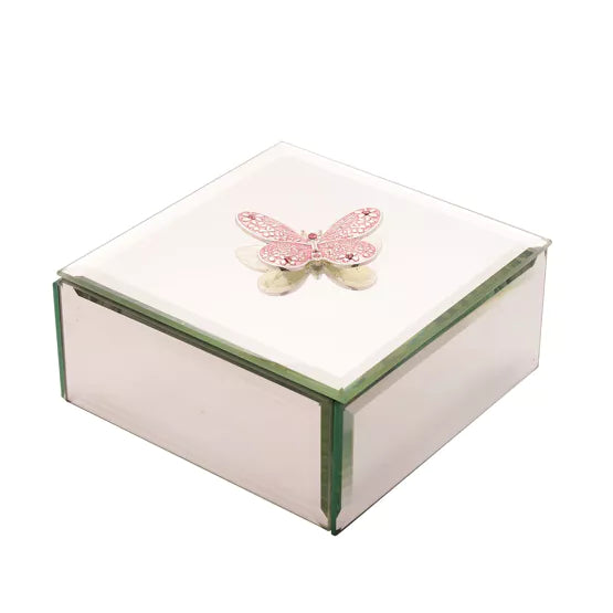 Sophia® Pink Glass Butterfly Jewellery Box *NEW* - timeframedclocks