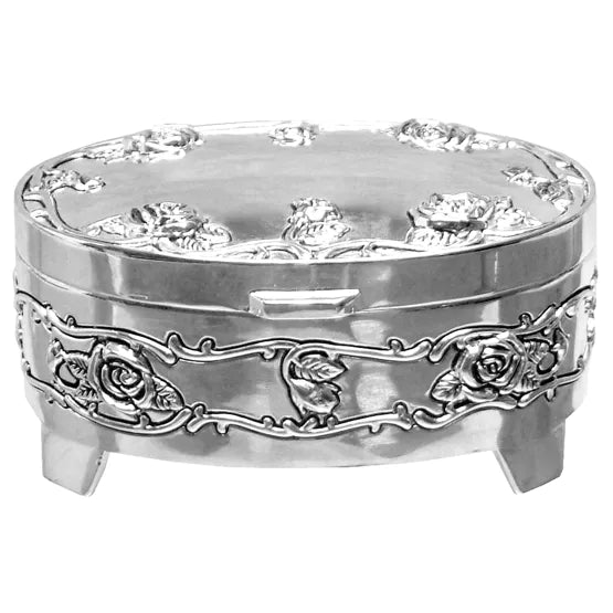 Sophia® Silver Plated Oval Trinket Box *NEW* - timeframedclocks